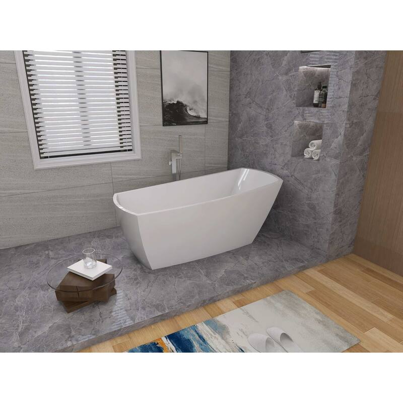 Peter Soaking Single Slipper Rectangular Bathtub in Glossy White