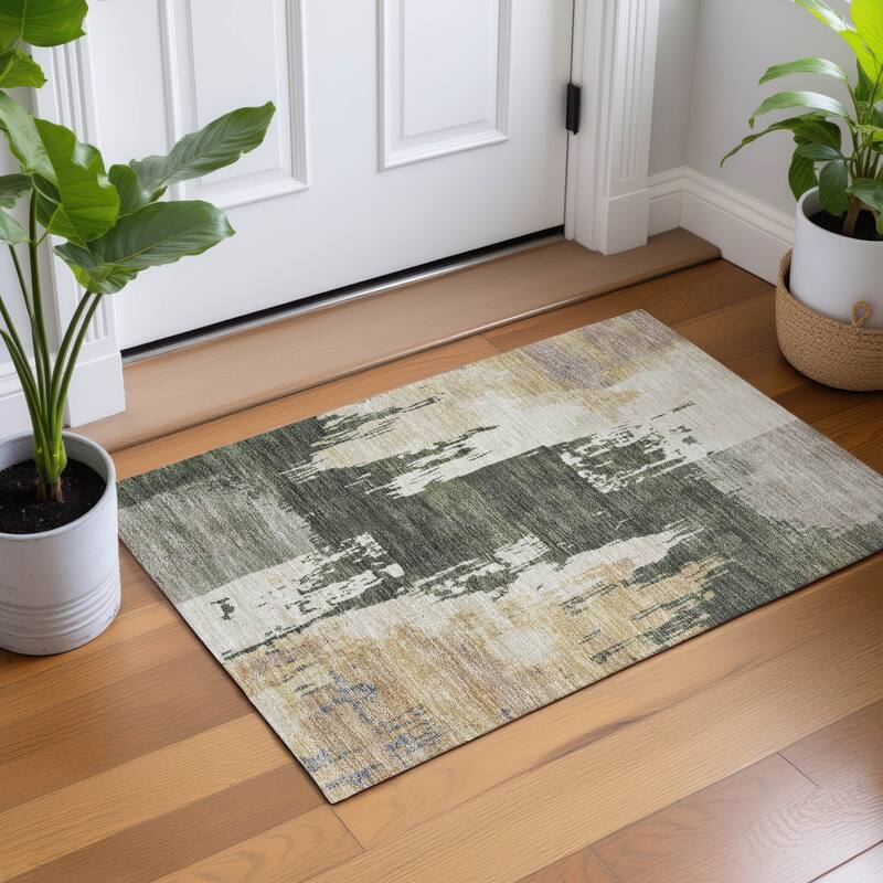 Machine Washable Indoor/ Outdoor Contemporary Fusion Chantille Rug