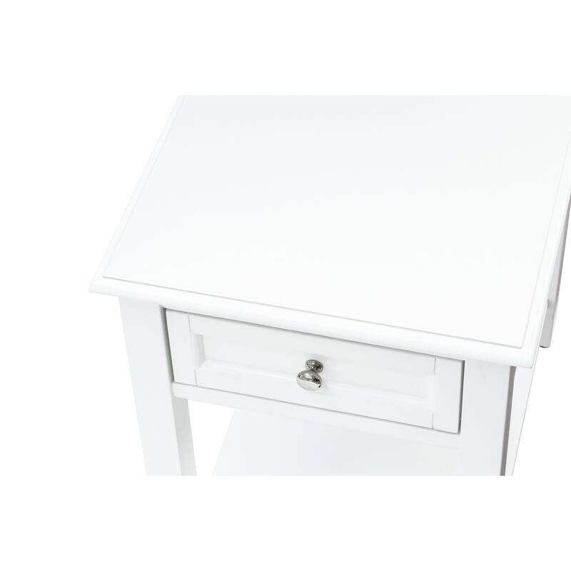East West Furniture Denison Night Stand - Rectangle Modern End Table with a Drawer for Bedroom, 24x19 Inch, (Finish Options)