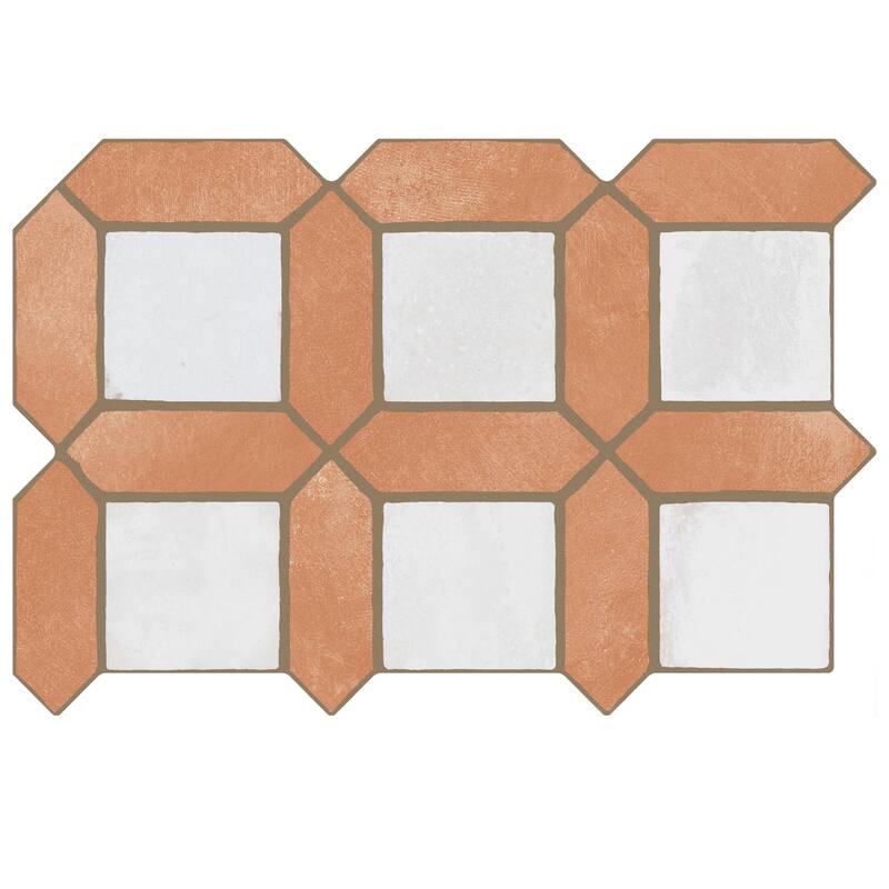 Merola Tile Picket Arendel Terra with White Square 14-5/8" x 22-1/2" Porcelain Floor and Wall Tile