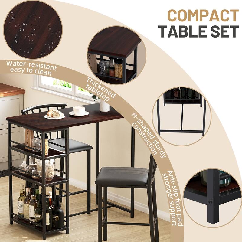 Futzca Dining Table Set, Kitchen Bar Table and Chairs, 3 Or 4 Pieces