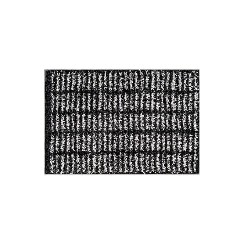 Bohemian Stripe Lines Shag Rug - Textured Surface - Anthracite Dark Gray - Easy to Clean
