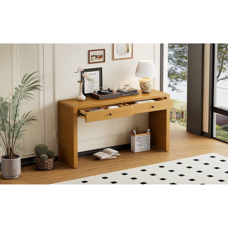 Wooden Entryway Table with 2 Drawers - Natural