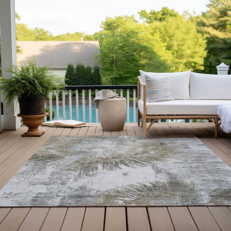 Machine Washable Indoor/ Outdoor Chantille Contemporary Starburst Rug