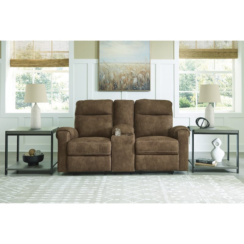 Signature Design by Ashley Edenwold Brown Reclining Loveseat with Console - 75"W x 40"D x 40"H