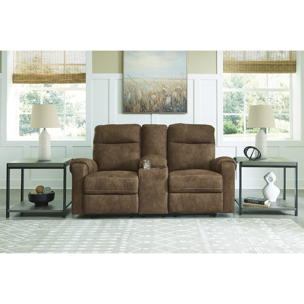Signature Design by Ashley Edenwold Brown Reclining Loveseat with Console - 75"W x 40"D x 40"H
