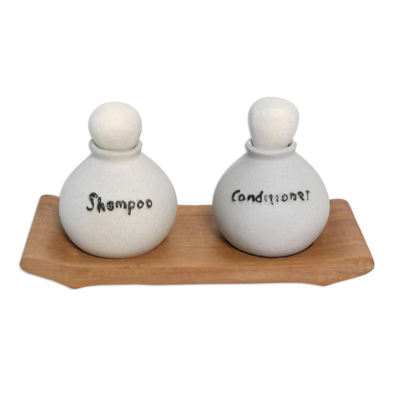 Novica Handmade Shampoo And Lotion Ceramic Bath Accessory Set (3 Pieces)