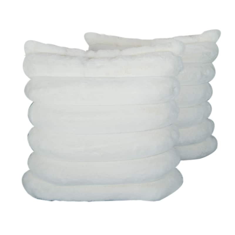 Madrid Collection Ultra Soft Ribbed Faux Fur Throw Pillow