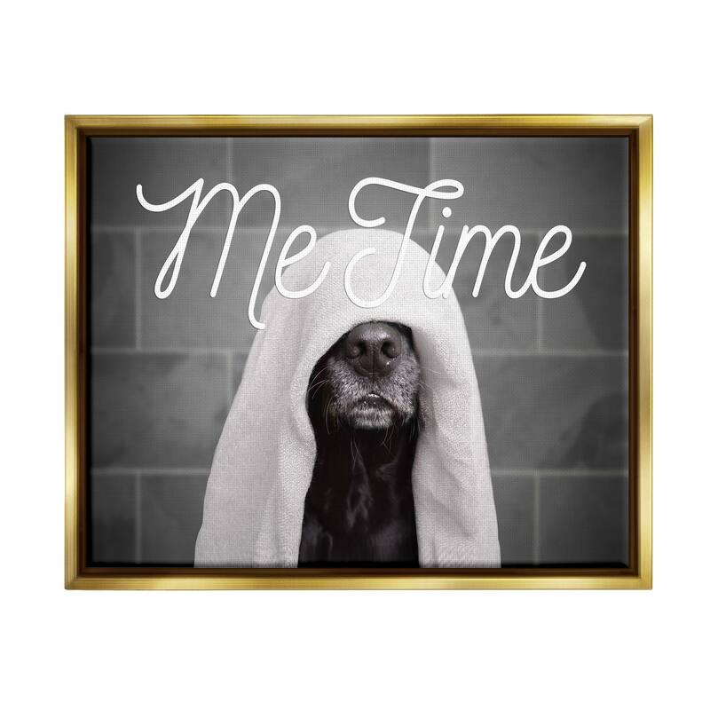 Stupell Me Time Pet Dog Bathroom Portrait Floater Frame - Black - 24 x 30 - Gold