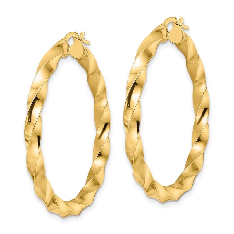 Curata 14k Yellow Gold Polished Twisted Hoop Earrings - 44x4mm