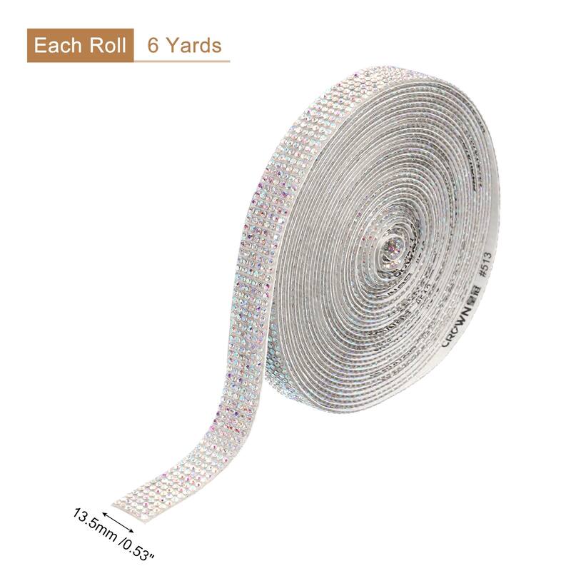 Self Adhesive Rhinestone Strips, Crystal Rhinestone Ribbon - AB - 6 yards x 0.53 inch