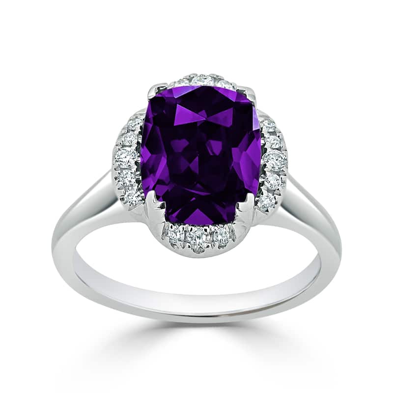 Auriya 2 3/8ct Cushion-cut Purple Amethyst Halo Diamond Engagement Ring 1/8ctw 14k Gold
