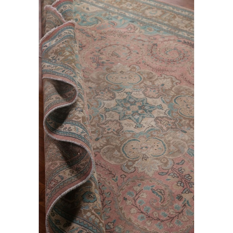 Distressed Tabriz Persian Vintage Area Rug Handmade Wool Carpet - 7'9"x 10'10"