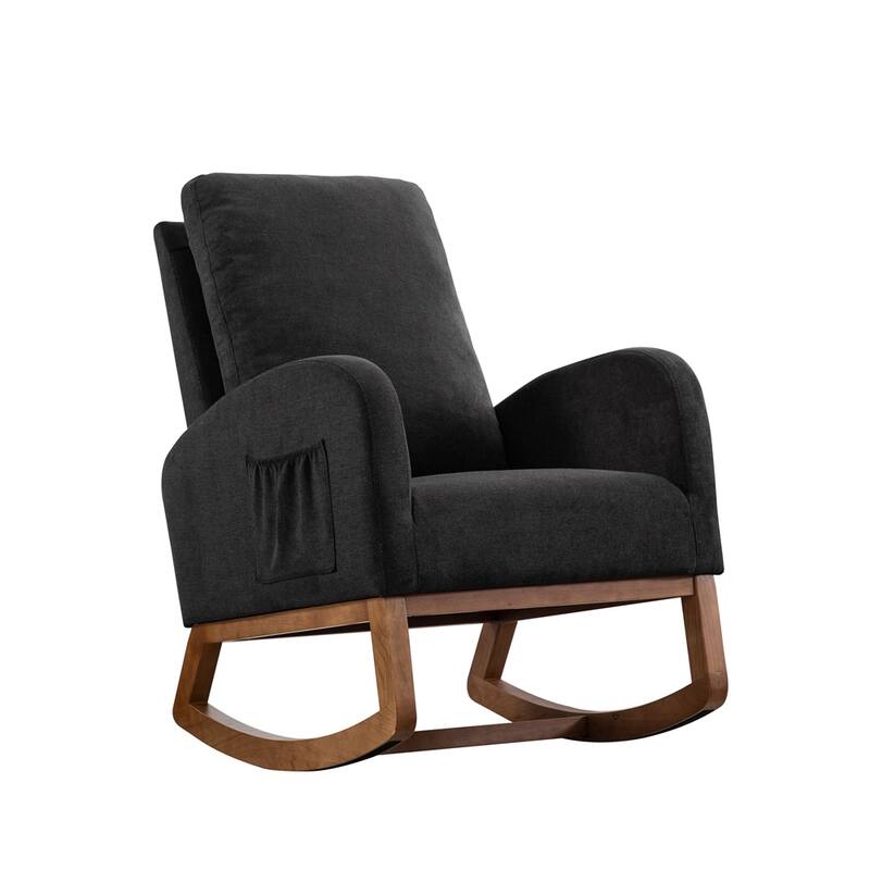 Nursery Rocking Glider Chair with High Back and Side Pocket