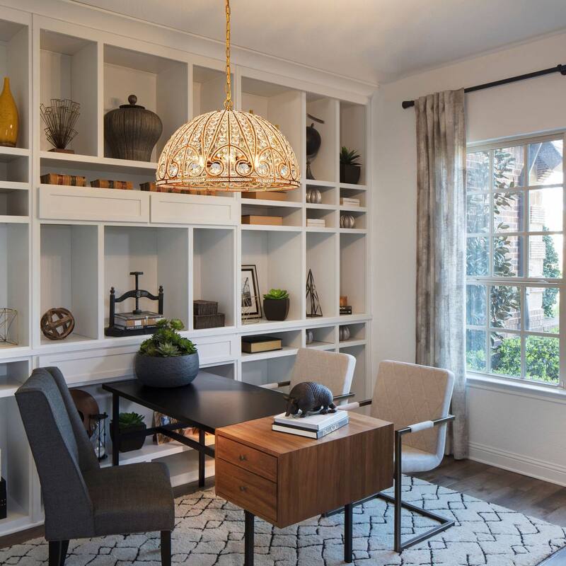 Ennu Retro Antique Sphere Crystal Chandelier Adjustable Dining Room Chandelier - Brass