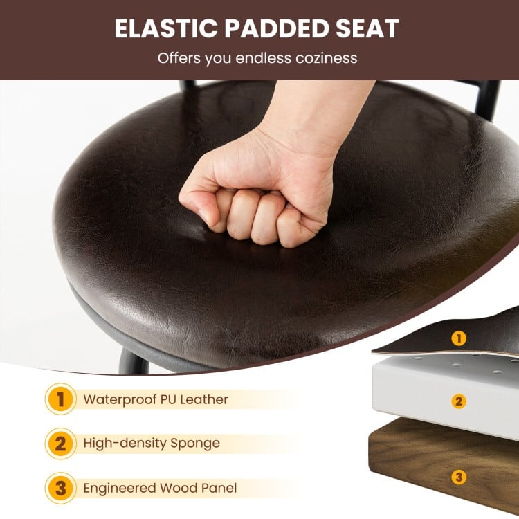 2 Pieces 24-30 Inch Adjustable PU Cushioned Swivel Barstools-Brown - 18" x 16" x 42.5" (L x W x H)