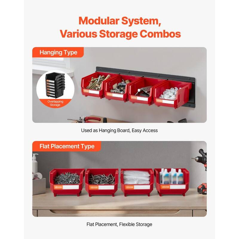 12-Pack Wall Mounted Storage Bins with Front-Open Design for Garage Kitchen or Craft Room - 5.4" x 4.1" x 3"