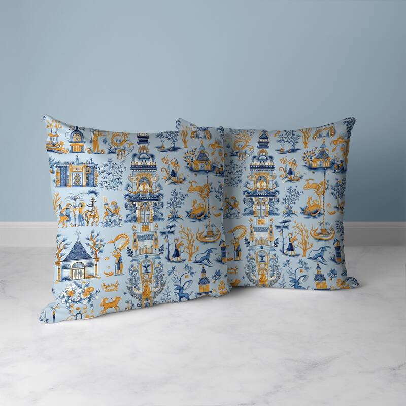 Imperial Elegance Faux Suede Reversible Throw Pillow Blue and Orange