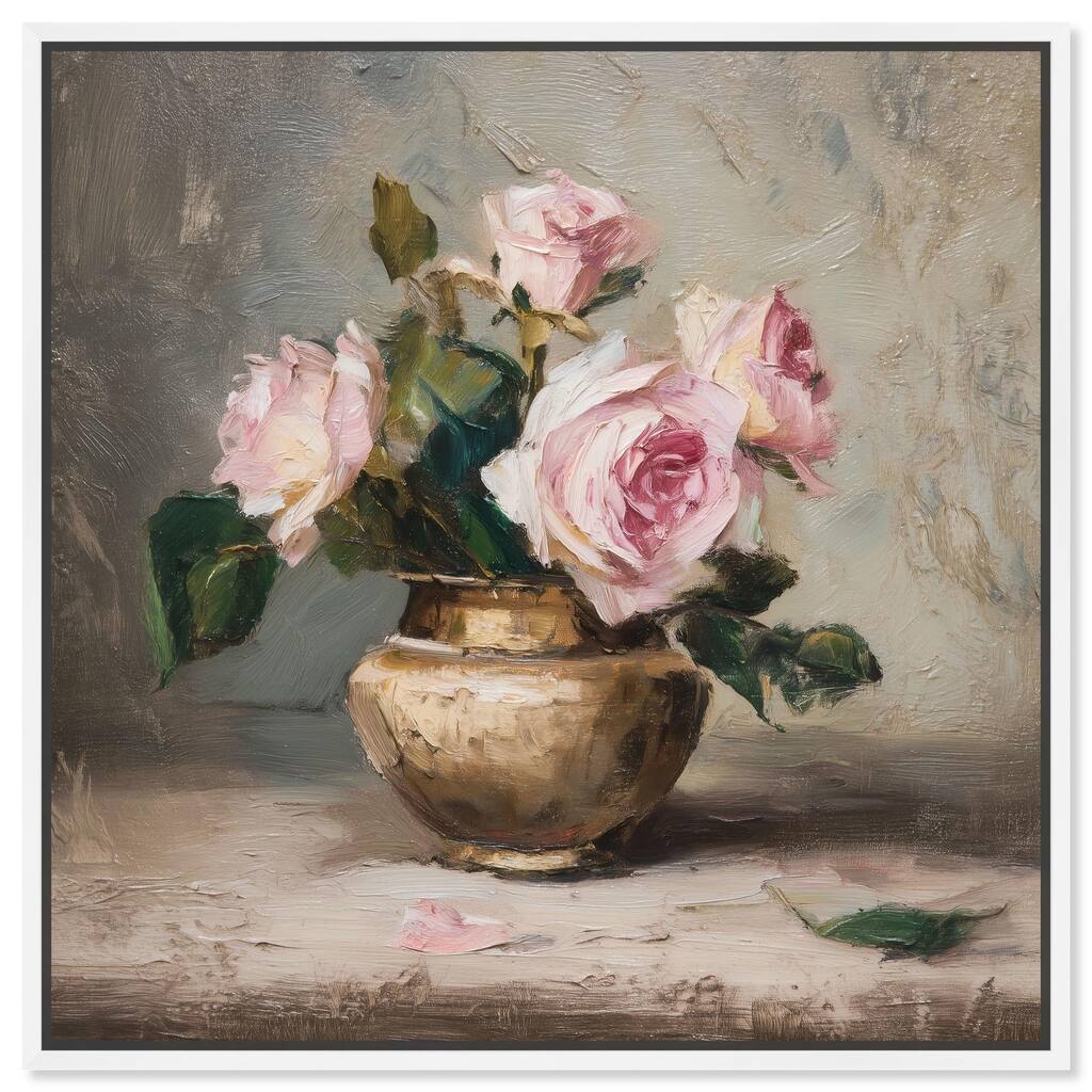 Pink Petals and Brass Canvas by Art Remedy