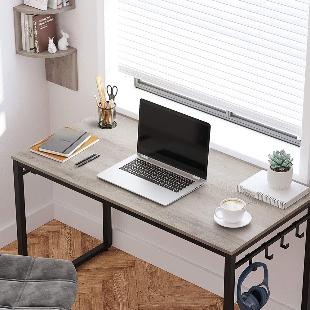 VASAGLE ALINRU Computer Desk, 47.2-Inch Long Home Office Desk for Study, Writing Desk with 2 Shelves on Left or Right, Steel Frame, Industrial, Rustic