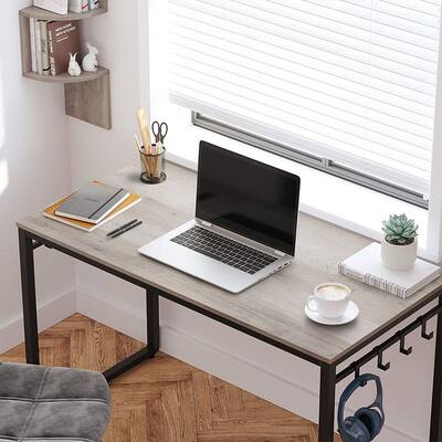 VASAGLE Computer Writing Desk with 8 Hooks, for Home Office