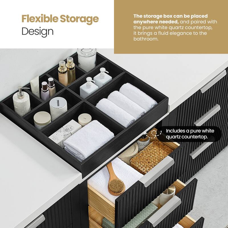 Santarem Double Vanity with Pure White Quartz Stone Top without Mirror