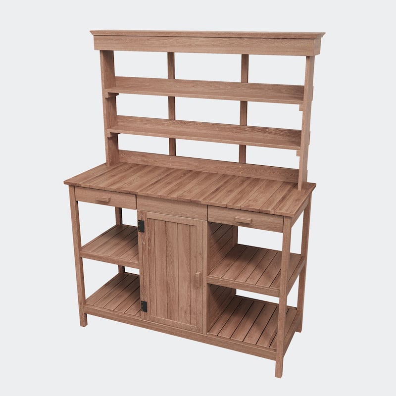66" Large Outdoor Farmhouse Wooden Potting Bench Table