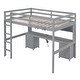 preview thumbnail 7 of 15, Full Size Loft Bed with Desk and 4 Drawers, Wood Guardrail Bed with Bedside Tray Multiple Storage Design, Charging Station