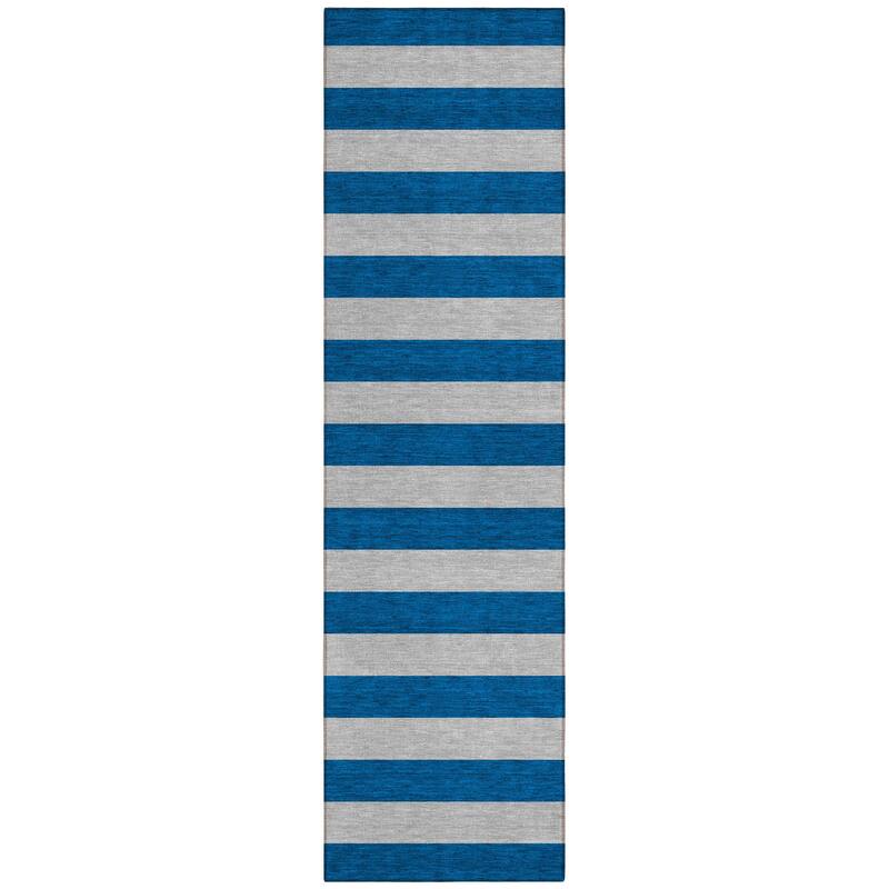 Machine Washable Indoor/ Outdoor Cabana Stripe Chantille Rug