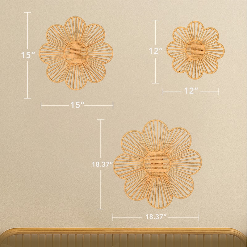 American Art Decor Woven Paper Rope Wall Decor, Set of 3