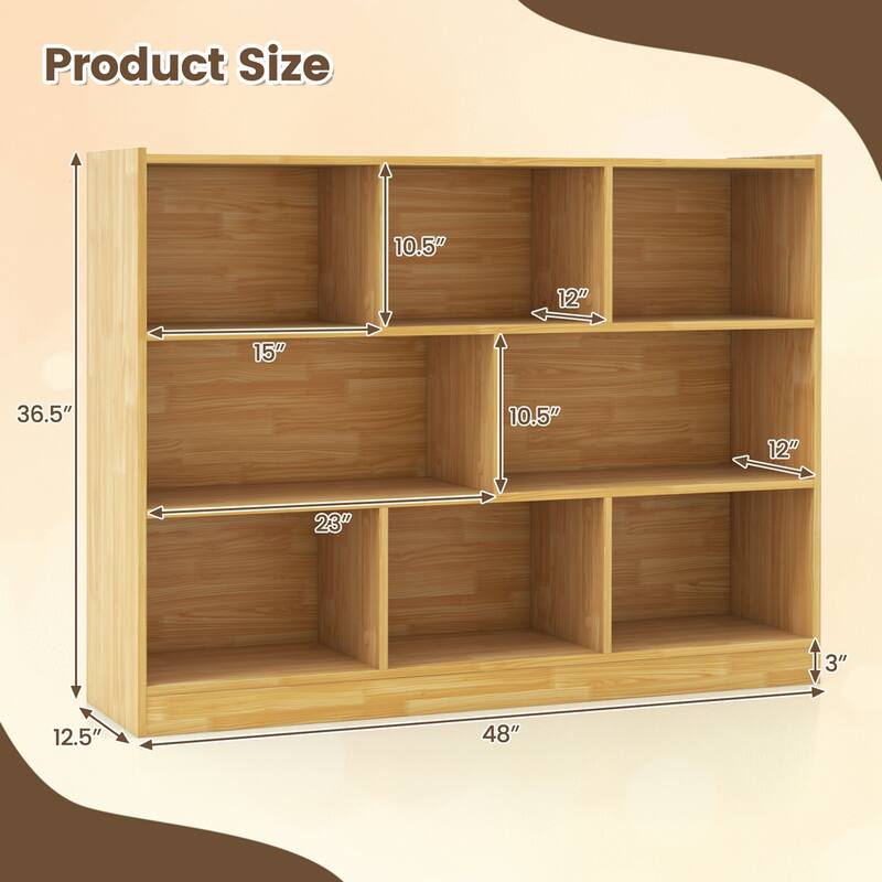 Costway 3-tier Open Bookcase 8-Cube Bookshelf Storage Display Cabinet - 48'' x 12.5'' x 36.5''