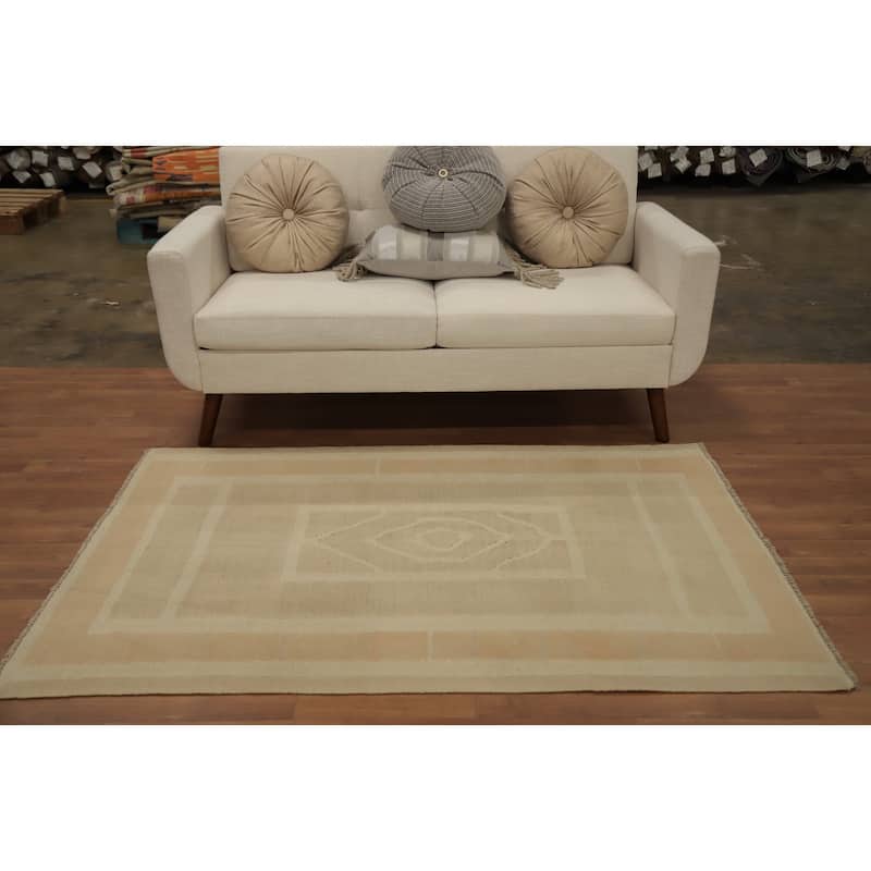 Hand Woven Oriental 100% Wool Carpet Southwestern Tribal Brown Kilim Area Rug - 5' 7'' X 3' 10''
