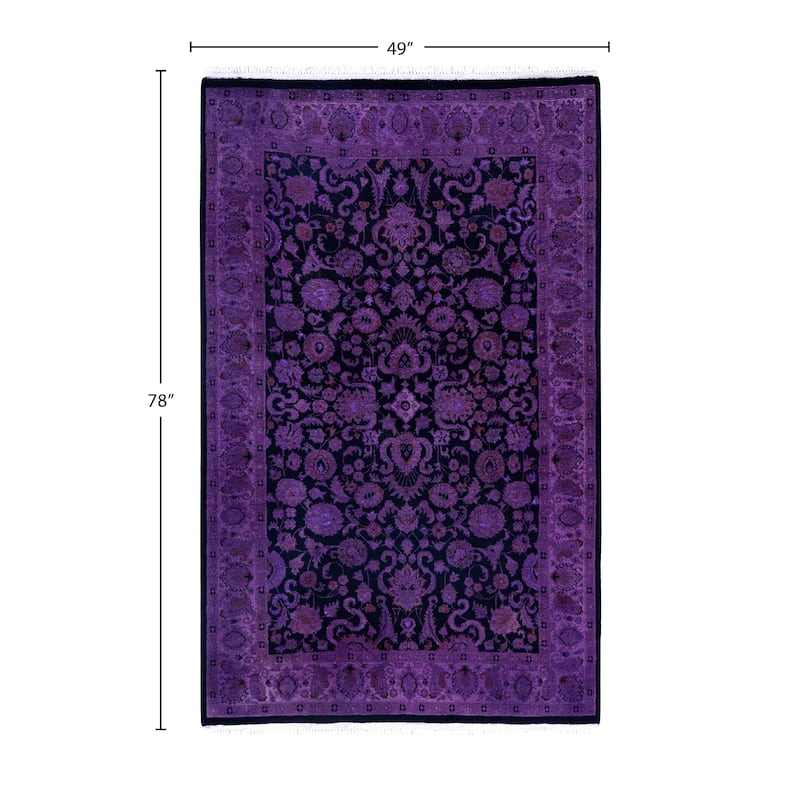 Overdyed One-of-a-Kind Hand-Knotted Area Rug - Purple - 4' 1" x 6' 6"