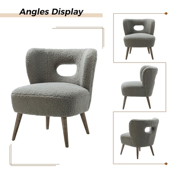 dimension image slide 6 of 16, Dulcinea Ullna Lambskin Sherpa Upholstery Accent Chair by HULALA HOME