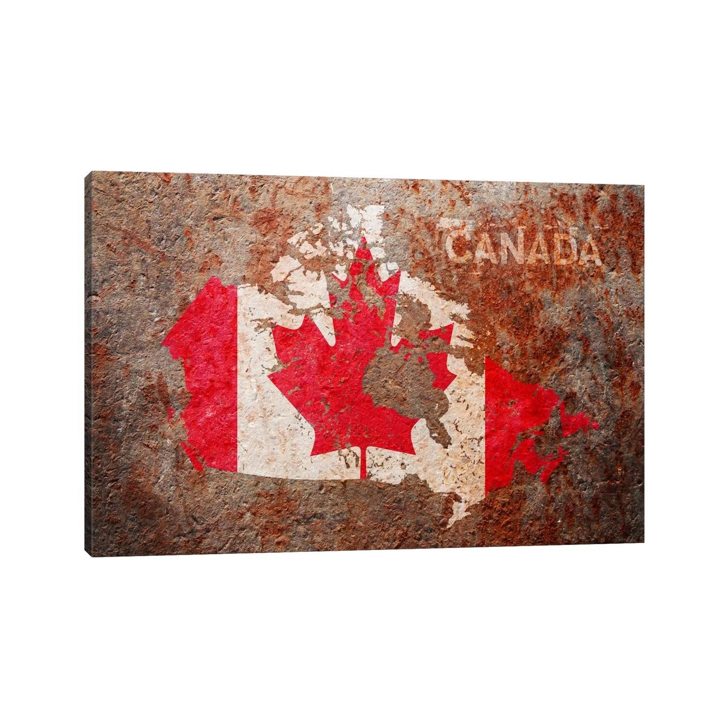 Canada Flag Map Canvas Art Print by Michael Tompsett - Small-image