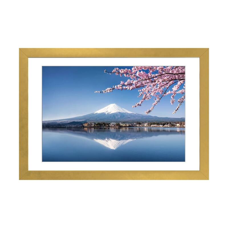 iCanvas "Mount Fuji In Spring" by Jan Becke PFA - Gold - 16x24x1