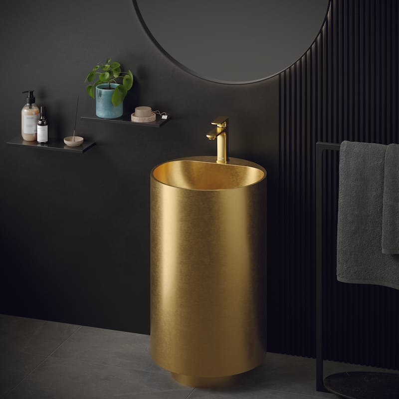 Karran Cinox Stainless Steel Round Pedestal Sink