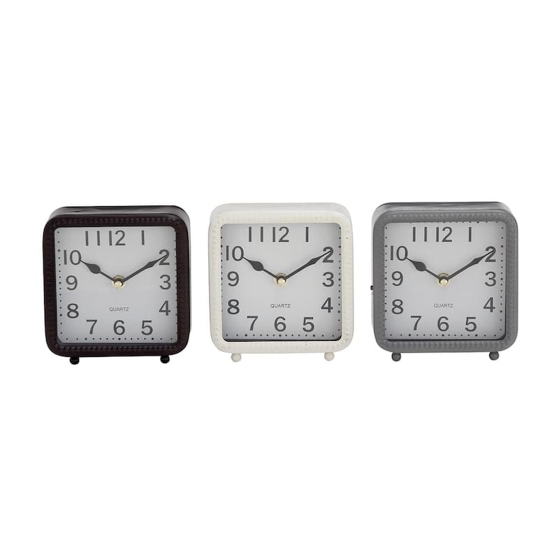 Metal Decorative Clock - Set of 3 White - Roche River Decor - White