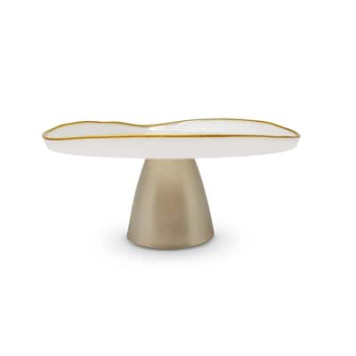 Organic Shaped Footed Cake Plate with Gold