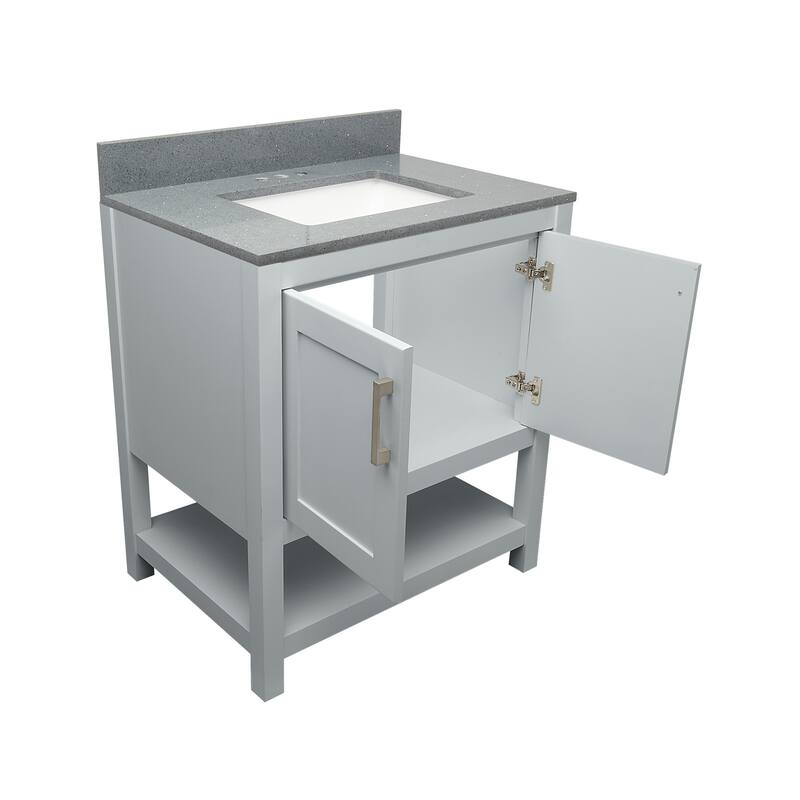 Taos 31" Bathroom Vanity with Cultured Marble Vanity Top Sink in White with White Basin