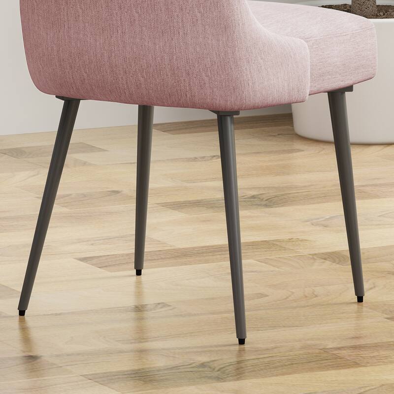 Upholstered Dining Chairs Set of 2, Dining Room Kitchen Chairs with Back, Modern Fabric Dinner Chairs with Metal Legs