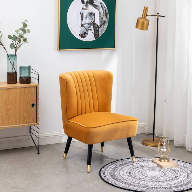 Upholstered Chair Gold Side Chair Lobby Chair Leisure Chair Armless Chair Corner Chair for Living Room