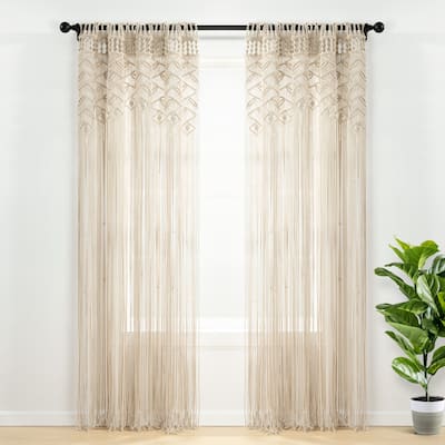 Lush Decor Boho Macrame Leaf Cotton Window Curtain Single Panel - 84" x 40"