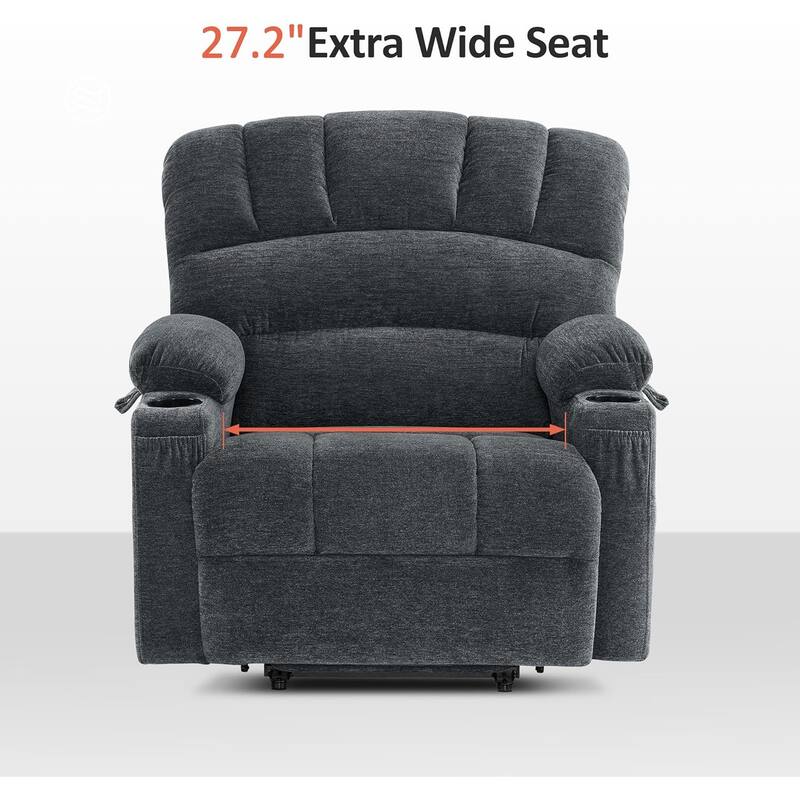 MCombo Recliner Chair Sofa with Massage and Heat, Fabric R7096 (Medium-Wide)