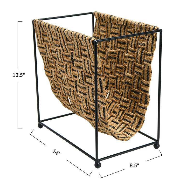 Woven Jute and Metal Magazine Holder