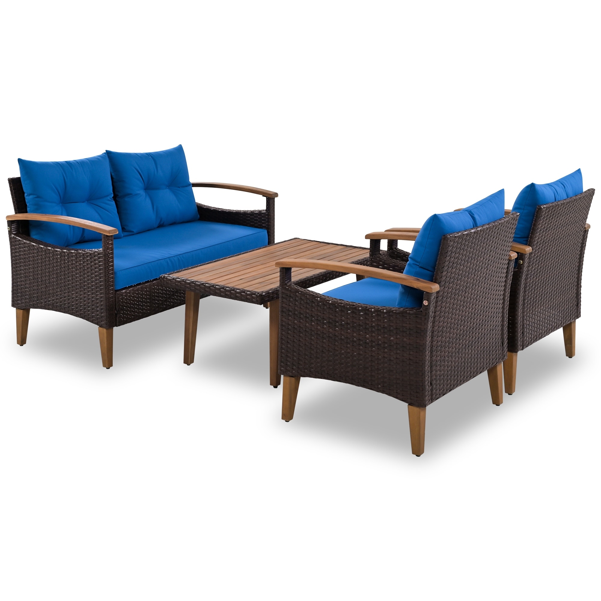 4 Piece Garden Furniture Patio Seating Set PE Rattan Outdoor