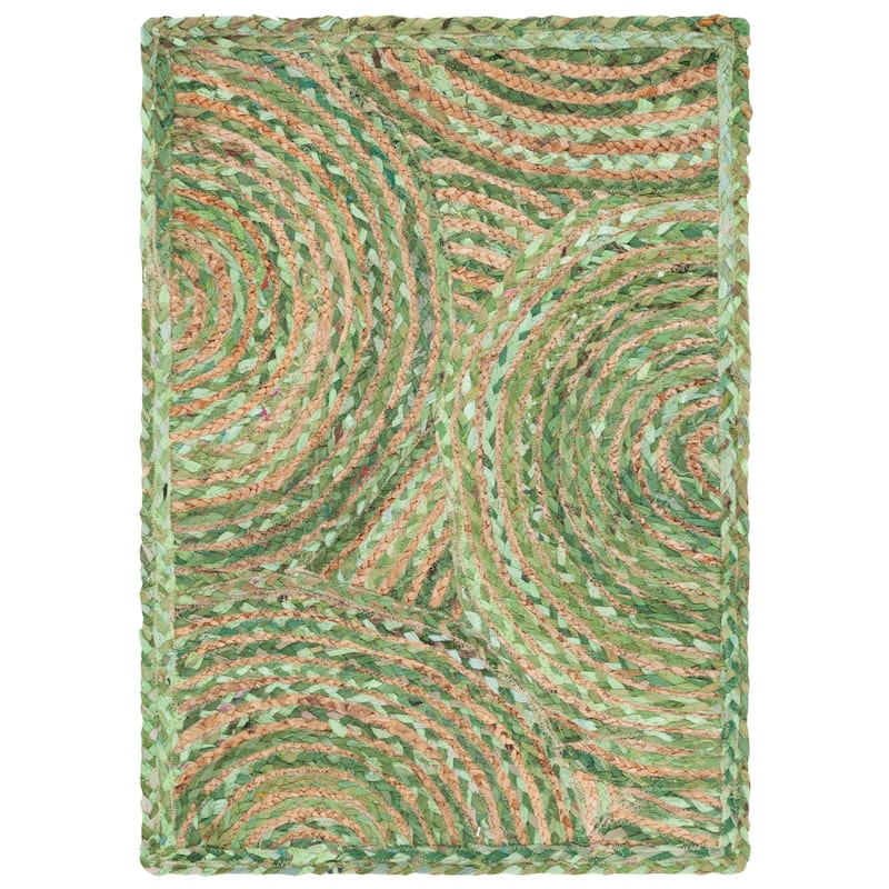 SAFAVIEH Handmade Cape Cod Eulogia Coastal Jute Rug - 2' x 3' - Green/Natural