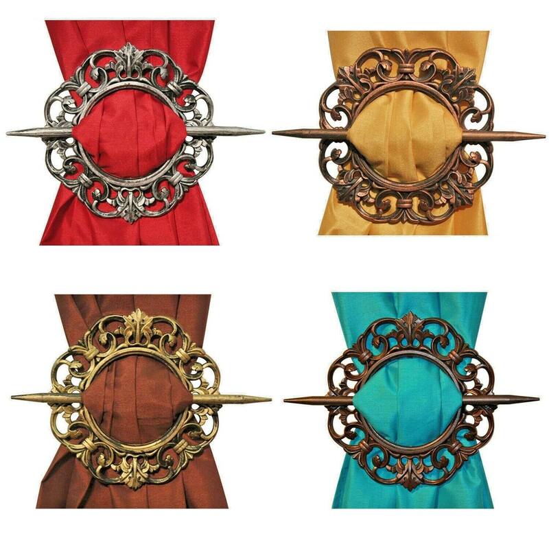 Set of 2 Round Antique Holdback Decorative Window Curtain Tiebacks