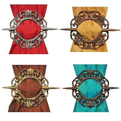 Set of 2 Round Antique Holdback Decorative Window Curtain Tiebacks