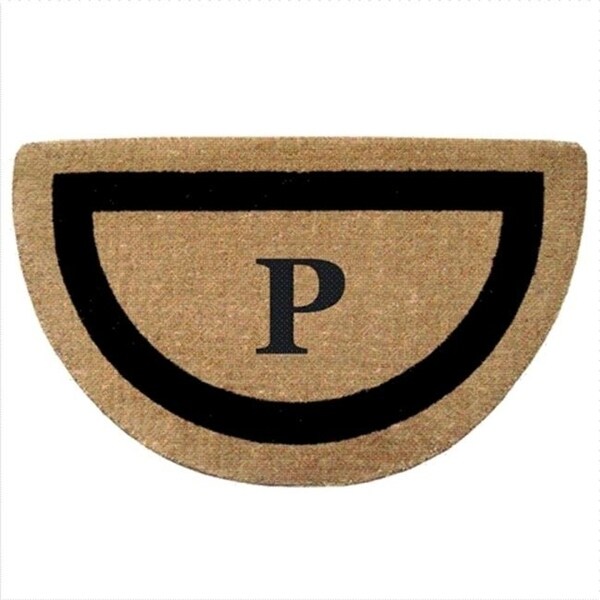 Nedia Home 02053P Single Picture - Black Frame 22 x 36 In. Half Round Heavy Duty Coir Doormat - Monogrammed P